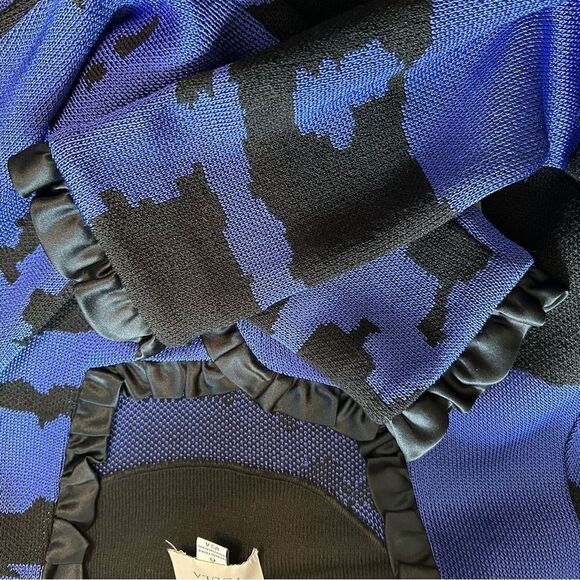 Toula Blue and Black Knit Jacket with Ruffles Sz 6 NWT - Picture 11 of 14